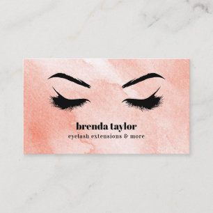 Cartão De Visita Watercolor Coral Chic Eyelash Browbar profissional