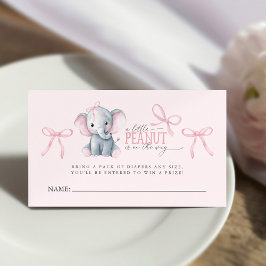Cartão De Visita Watercolor Elephant Pink Bow Diaper Raffle Card