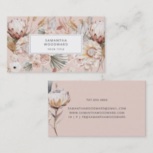 Cartão De Visita Watercolor Floral Cream Terracotta