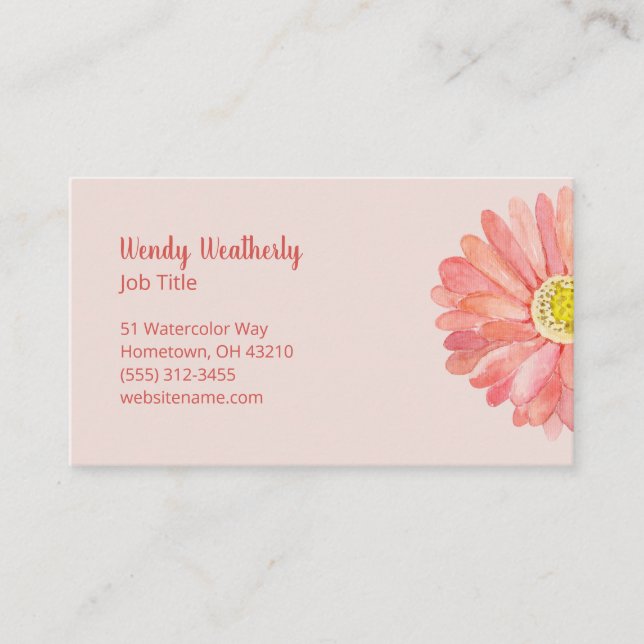 Cartão De Visita Watercolor Flower Pink (Frente)