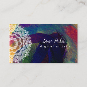 Cartão De Visita Watercolor Mandala Art Abstrato Splatter