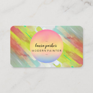 Cartão De Visita Watercolor Modern Abstrato Paint Artist Girly