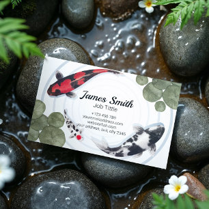 Cartão De Visita Watercolor Red Koi fish Art Japonês