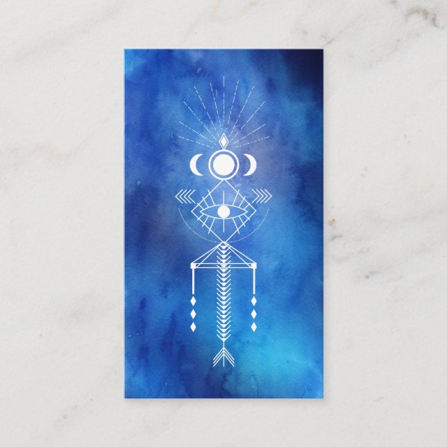Cartão De Visita *~* Watercolor Reiki Tribal Aztec Primal Sagrado (Frente)