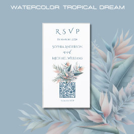 Cartão De Visita Watercolor Tropical Dream-RSVP-Código QR-