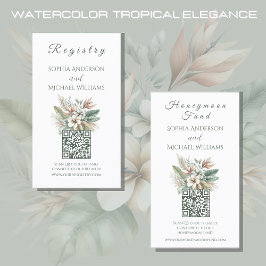 Cartão De Visita Watercolor Tropical Elegance - Registry-Honeymoon