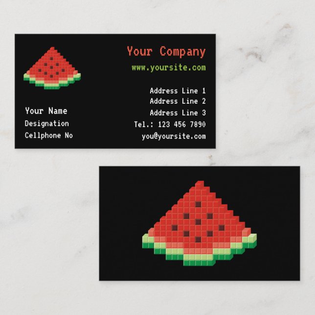 Cartão De Visita Watermelon Pixel Art (Frente/Verso)