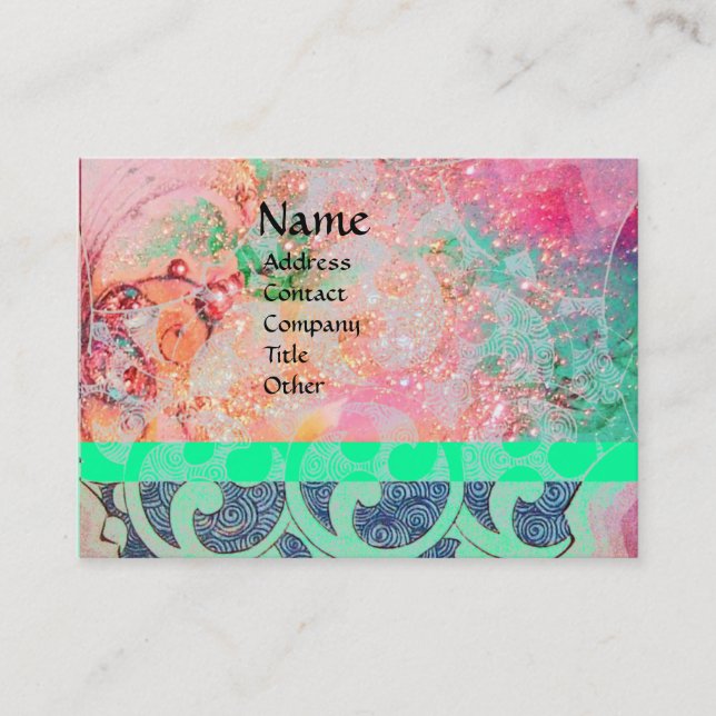 Cartão De Visita WAVES, brilhante, cor-de-rosa vibrante (Frente)