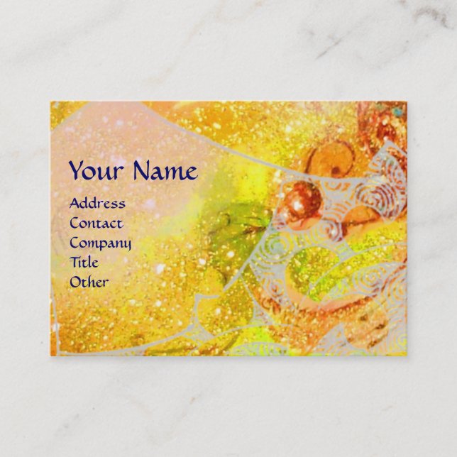 Cartão De Visita WAVES, faíscas azuis amarelas brilhantes (Frente)