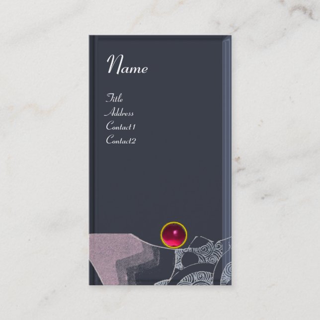 Cartão De Visita WAVES RUBY MONOGRAM,cinza azul-preto-rosa (Frente)