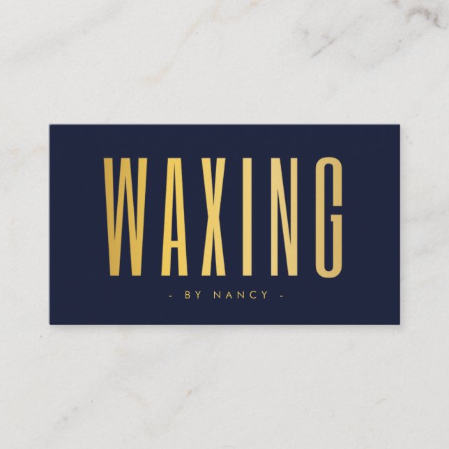 Cartão De Visita Waxing Navy And Gold  (Frente)
