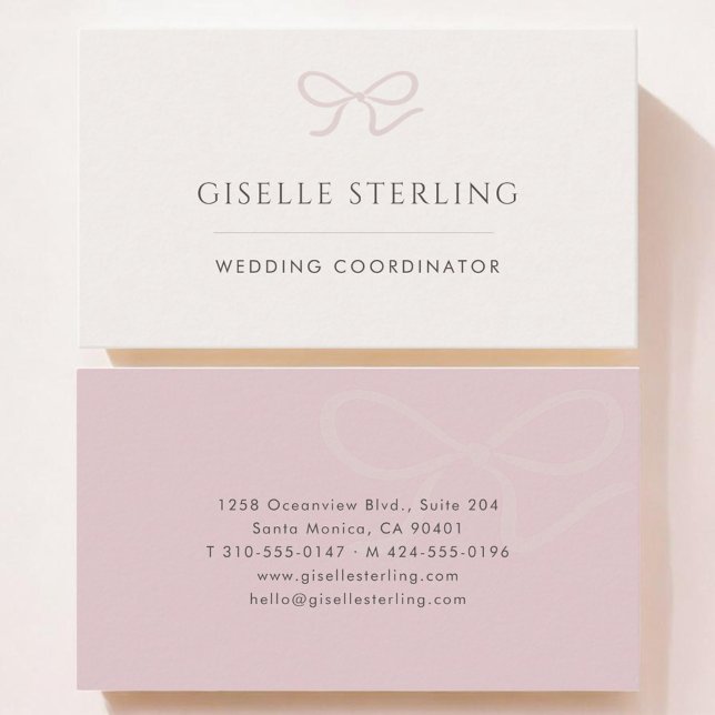 Cartão De Visita Wedding Coordinator Pink Bow (Criador carregado)