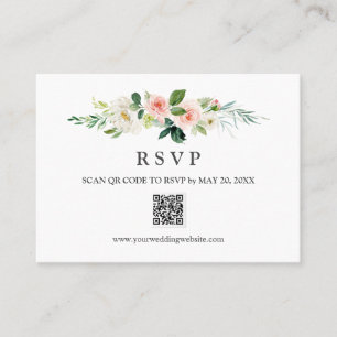 Cartão De Visita WEDDING DE CÓDIGO QR RSVP de Casamento Blush Moder