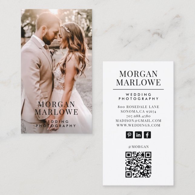 Cartão De Visita Wedding Photographer Business Card (Frente/Verso)
