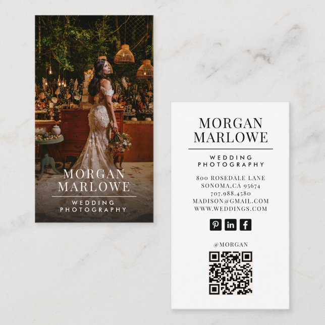 Cartão De Visita Wedding Photographer Business Card (Frente/Verso)