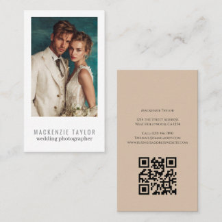 Cartão De Visita Wedding Photographer Photo Personalized QR Code