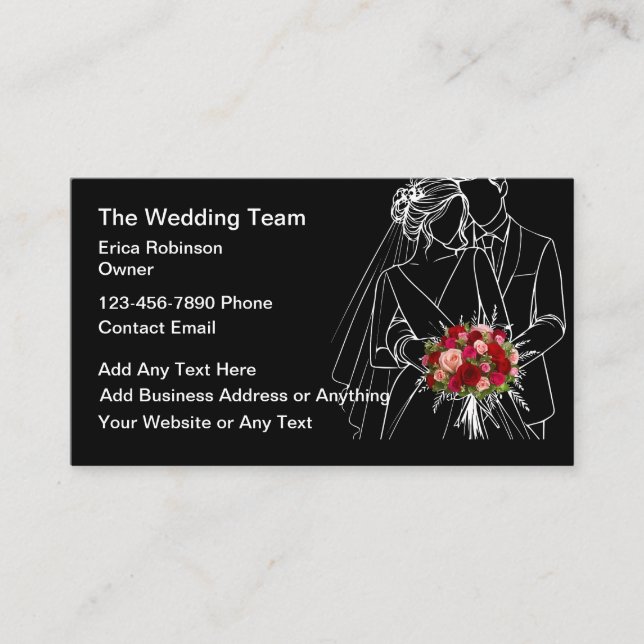 Cartão De Visita Wedding Planner Bride Groom Flowers Theme (Frente)