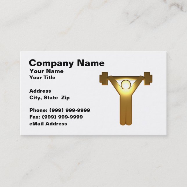 Cartão De Visita Weightlifter do ouro 3D (Frente)