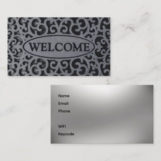 Cartão De Visita Welcome Mat Vacation Rentals Business Card (Frente/Verso)