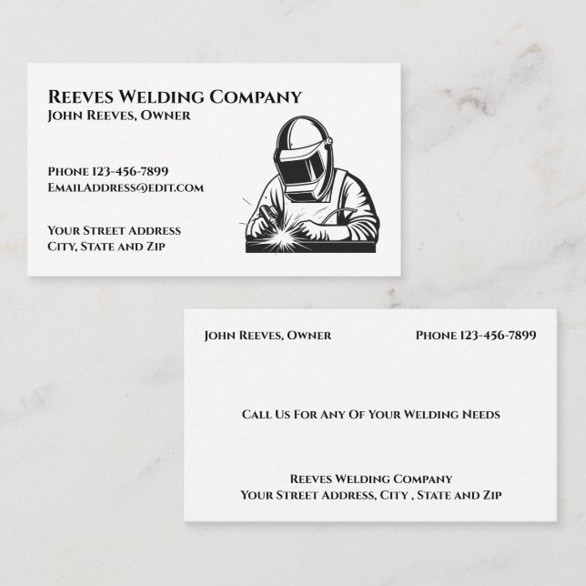 Cartão De Visita Welder Fabricator Contractor Service Business Card (Frente/Verso)