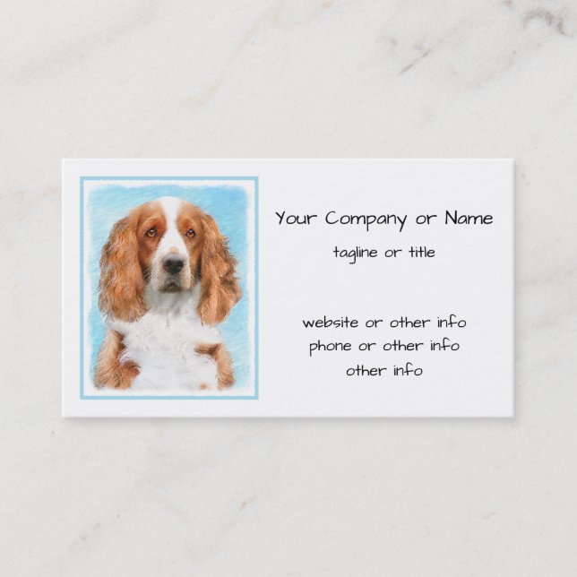Cartão De Visita Welsh Springer Spaniel Painting - Arte Original De (Frente)