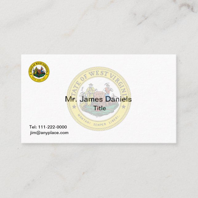 Cartão De Visita West Virginia Excelente Seal (Frente)