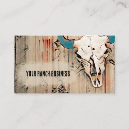 Cartão De Visita Western Bull Crânio Russo Barn Teal Brown