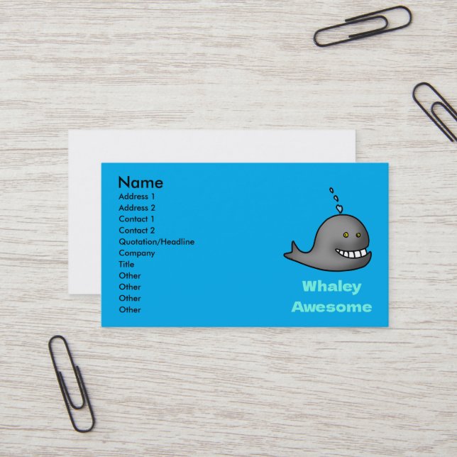 Cartão De Visita Whaley Awesome Funny Whale Pun Design (Frente/Verso In Situ)