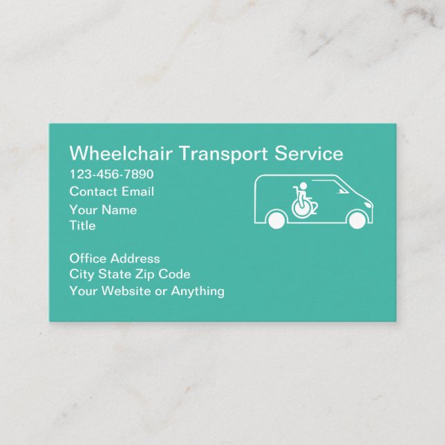 Cartão De Visita Wheelchair Medical Transport Business Cards (Frente)