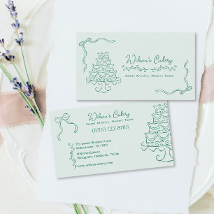 Cartão De Visita Whimsical Drawn Casamento Cake Bakary Business