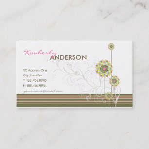 Cartão De Visita Whimsical Flower Dots Bloom E Swirls Modern Chic