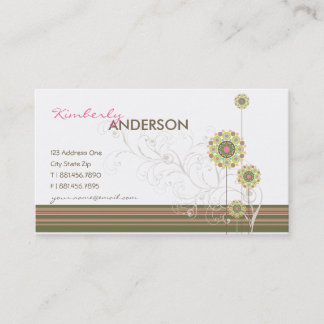 Cartão De Visita Whimsical Flower Dots Bloom E Swirls Modern Chic