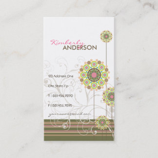 Cartão De Visita Whimsical Flower Dots Bloom E Swirls Modern Chic