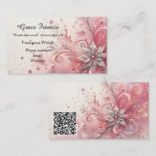 Cartão De Visita Whimsical Pink Sparkle Freelance Storyteller