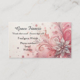Cartão De Visita Whimsical Pink Sparkle Freelance Storyteller