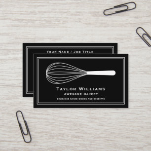 Cartão De Visita Whisk Bakery Baker Assar Compro Café Negro E Branc