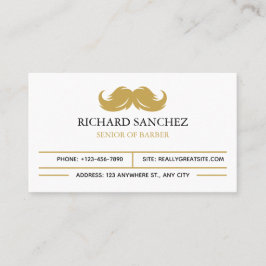 Cartão De Visita White and Gold Morden Berber Shop