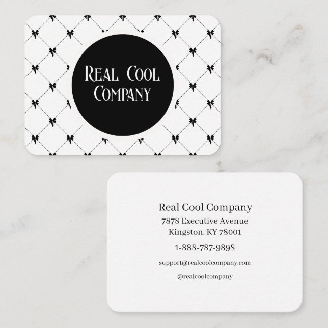 Cartão De Visita White & Black Bow Monogram Business Card (Frente/Verso)