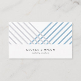 Cartão De Visita White blue grey stripes modern minimal simple card