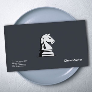 Cartão De Visita White Chess Knight