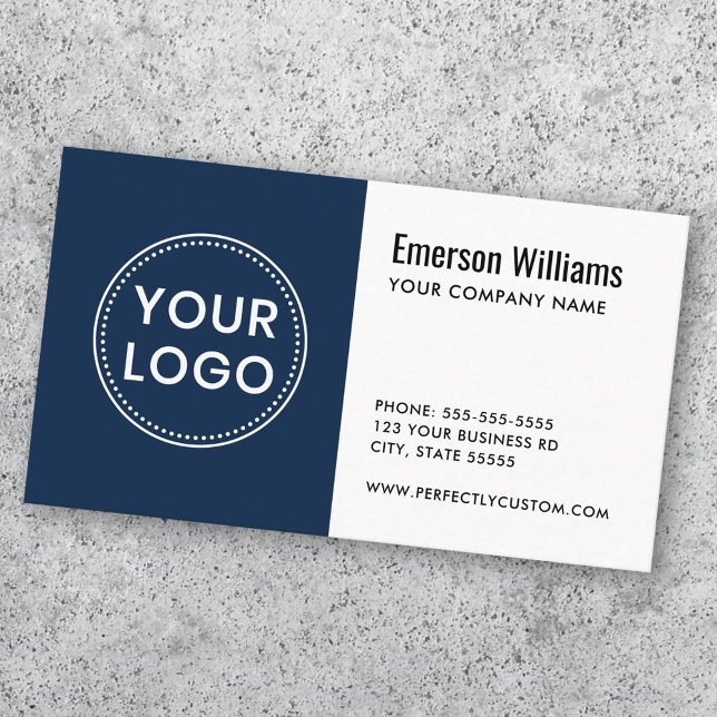 Cartão De Visita White dark blue custom logo modern minimalist (White dark blue custom logo modern minimalist business card)