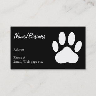Cartão De Visita White Dog Paw Imprime Em Preto Personalizado
