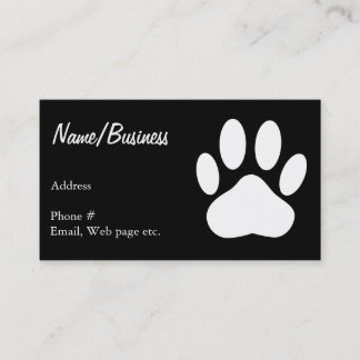 Cartão De Visita White Dog Paw Imprime Em Preto Personalizado