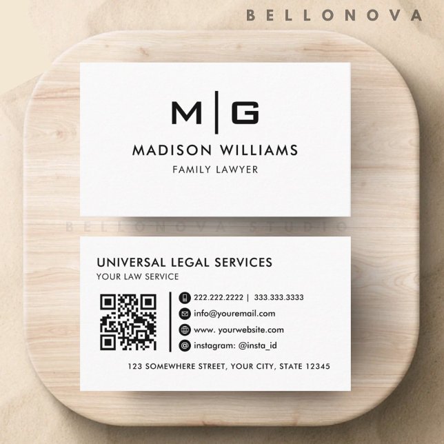 Cartão De Visita White E Black Personalizáveis (Customizable White And Black Professional Business Card)