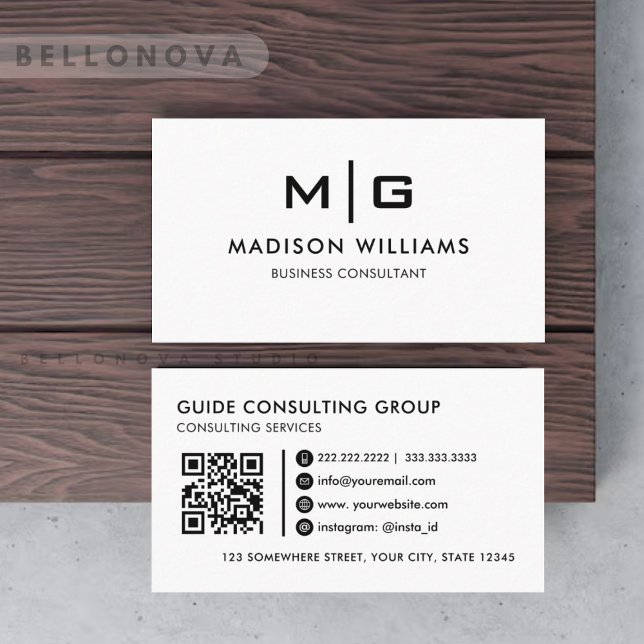 Cartão De Visita White E Black Personalizáveis (Customizable White And Black Professional Business Card)