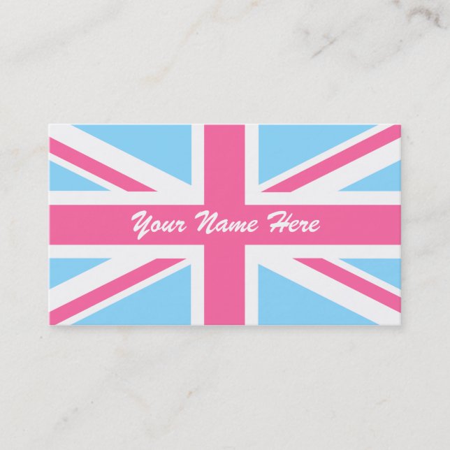 Cartão De Visita White e Blue Union Jack UK Flag (Frente)