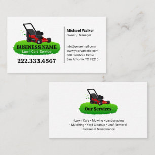 Cartão De Visita White Green Lawn Care and Service Professional