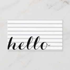 Cartão De Visita White grey simple elegant minimalist "hello" card