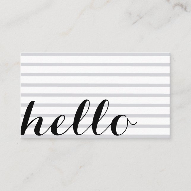Cartão De Visita White grey simple elegant minimalist "hello" card (Frente)