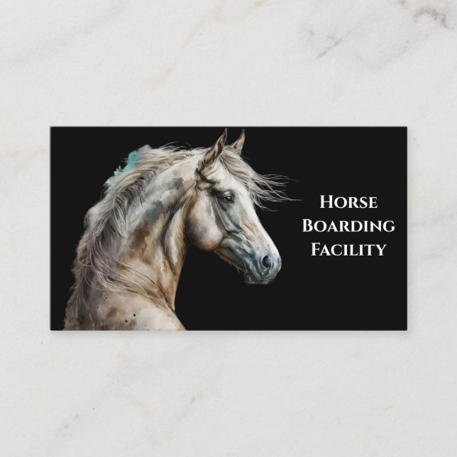 Cartão De Visita White Horse Watercolor Business Cards (Frente)